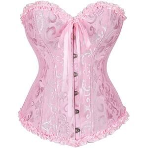 Pink Lace Corset Bustier XXL Boned Lingerie Barbiecore Regency Coquette New